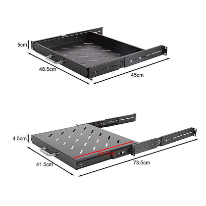 Sliding Rack Server Shelf 1U 19" 4 Post Mount - Adjustable 15" to 22" Rack Tray V63-952651