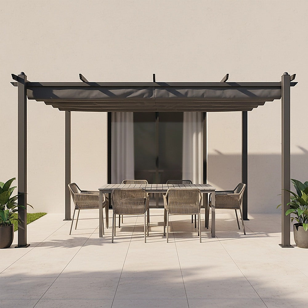 3x4M Aluminium Pergola Marquee with Retractable Roof - Garden Canopy V63-952691