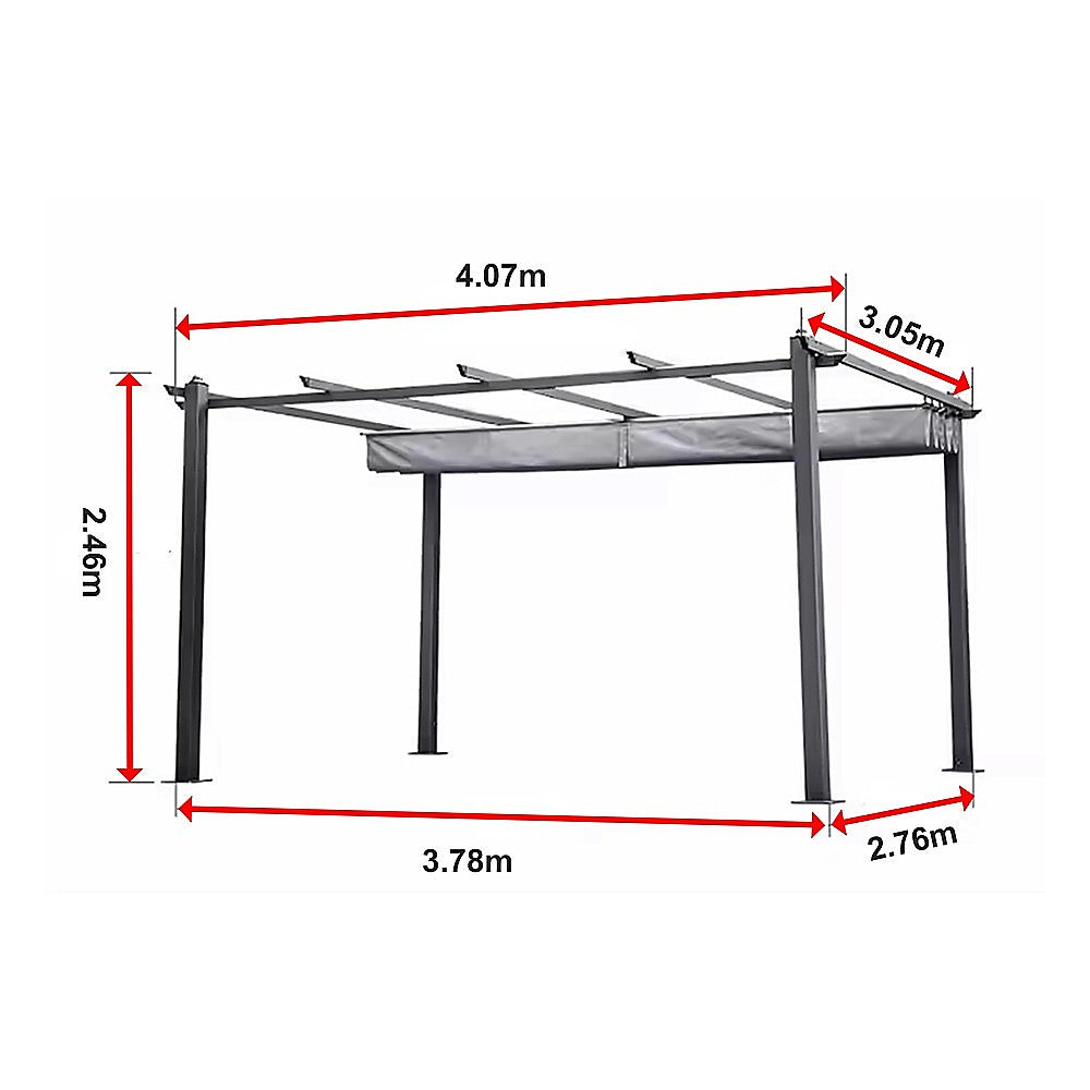 3x4M Aluminium Pergola Marquee with Retractable Roof - Garden Canopy V63-952691