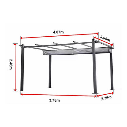 3x4M Aluminium Pergola Marquee with Retractable Roof - Garden Canopy V63-952691