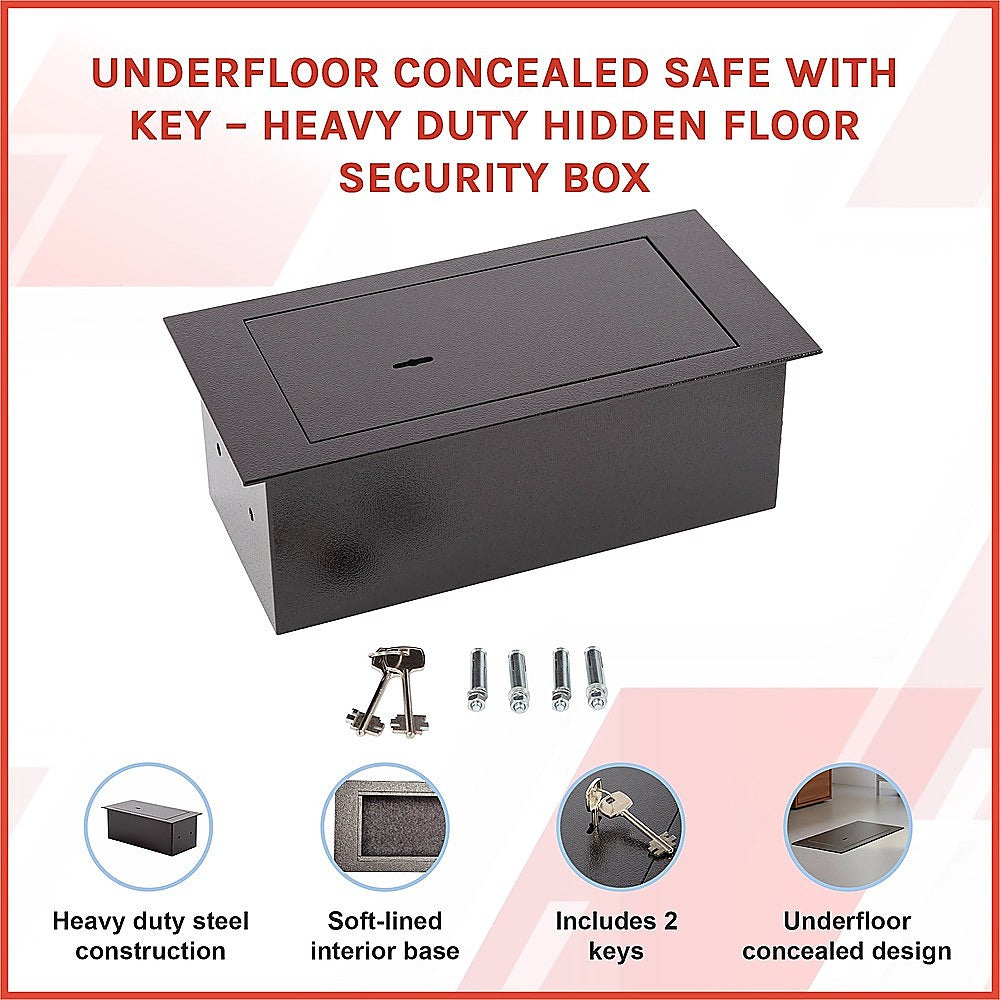 Underfloor Concealed Safe with Key - Heavy Duty Hidden Floor Security Box V63-952721