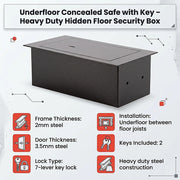 Underfloor Concealed Safe with Key - Heavy Duty Hidden Floor Security Box V63-952721