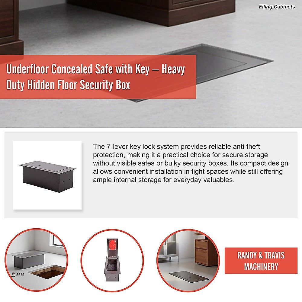 Underfloor Concealed Safe with Key - Heavy Duty Hidden Floor Security Box V63-952721