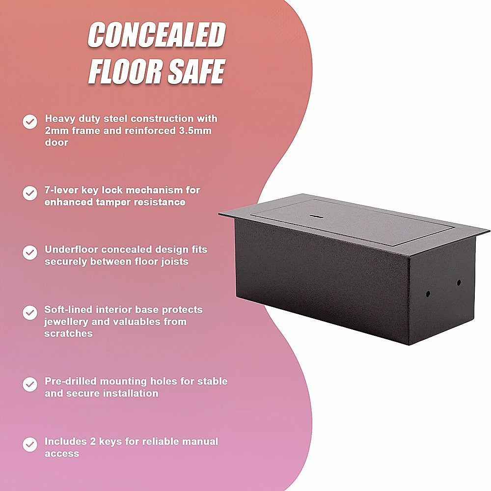 Underfloor Concealed Safe with Key - Heavy Duty Hidden Floor Security Box V63-952721