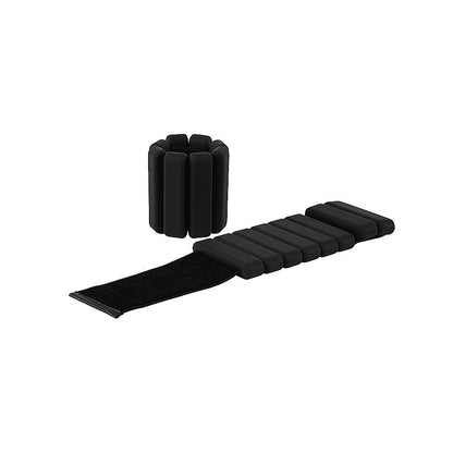 2-Piece Ankle & Wrist Weights - 1kg Pair Adjustable Workout Bangles (Black) V63-952741