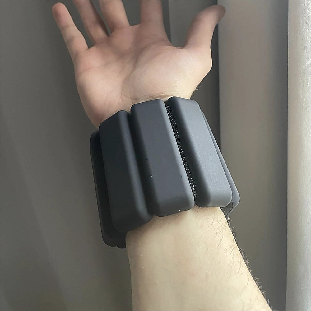 2-Piece Ankle & Wrist Weights - 1kg Pair Adjustable Workout Bangles (Black) V63-952741