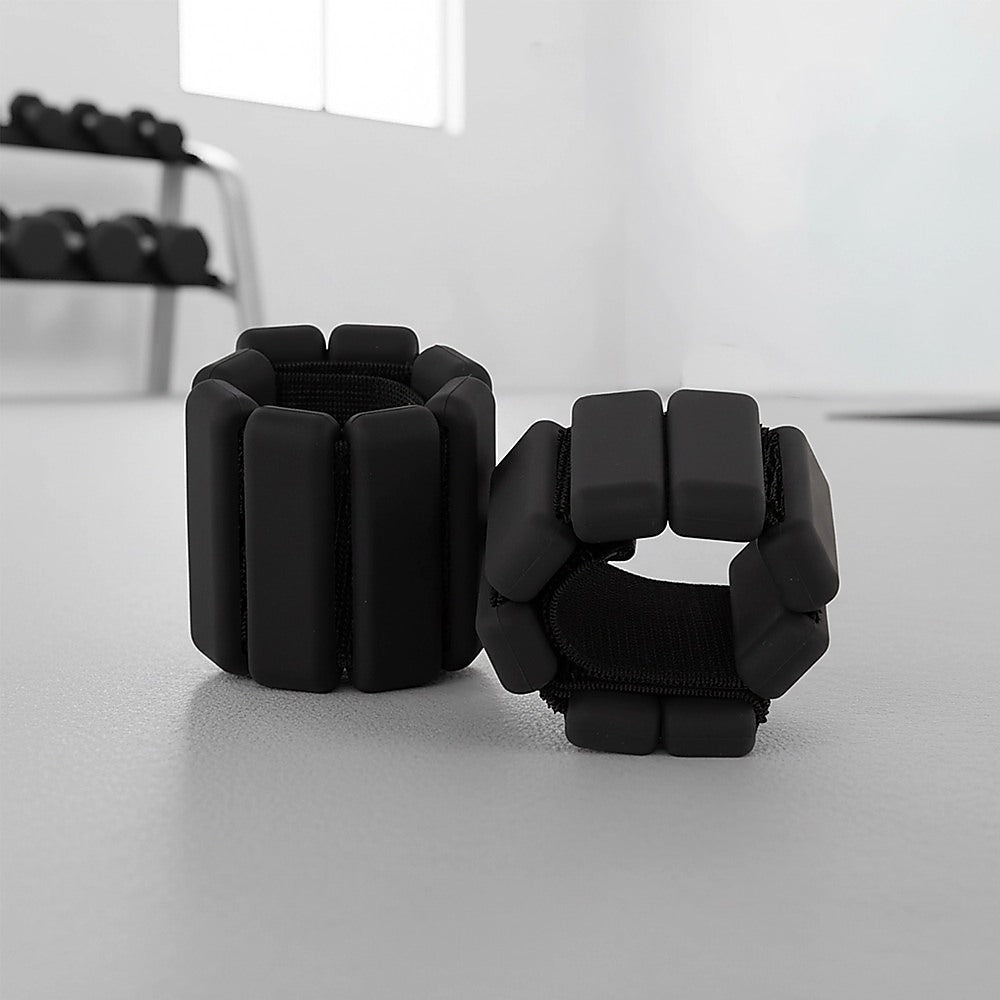 2-Piece Ankle & Wrist Weights - 2kg Pair Adjustable Workout Bangles (Black) V63-952761