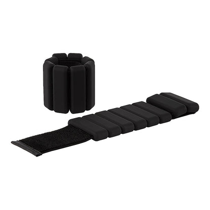 2-Piece Ankle & Wrist Weights - 2kg Pair Adjustable Workout Bangles (Black) V63-952761