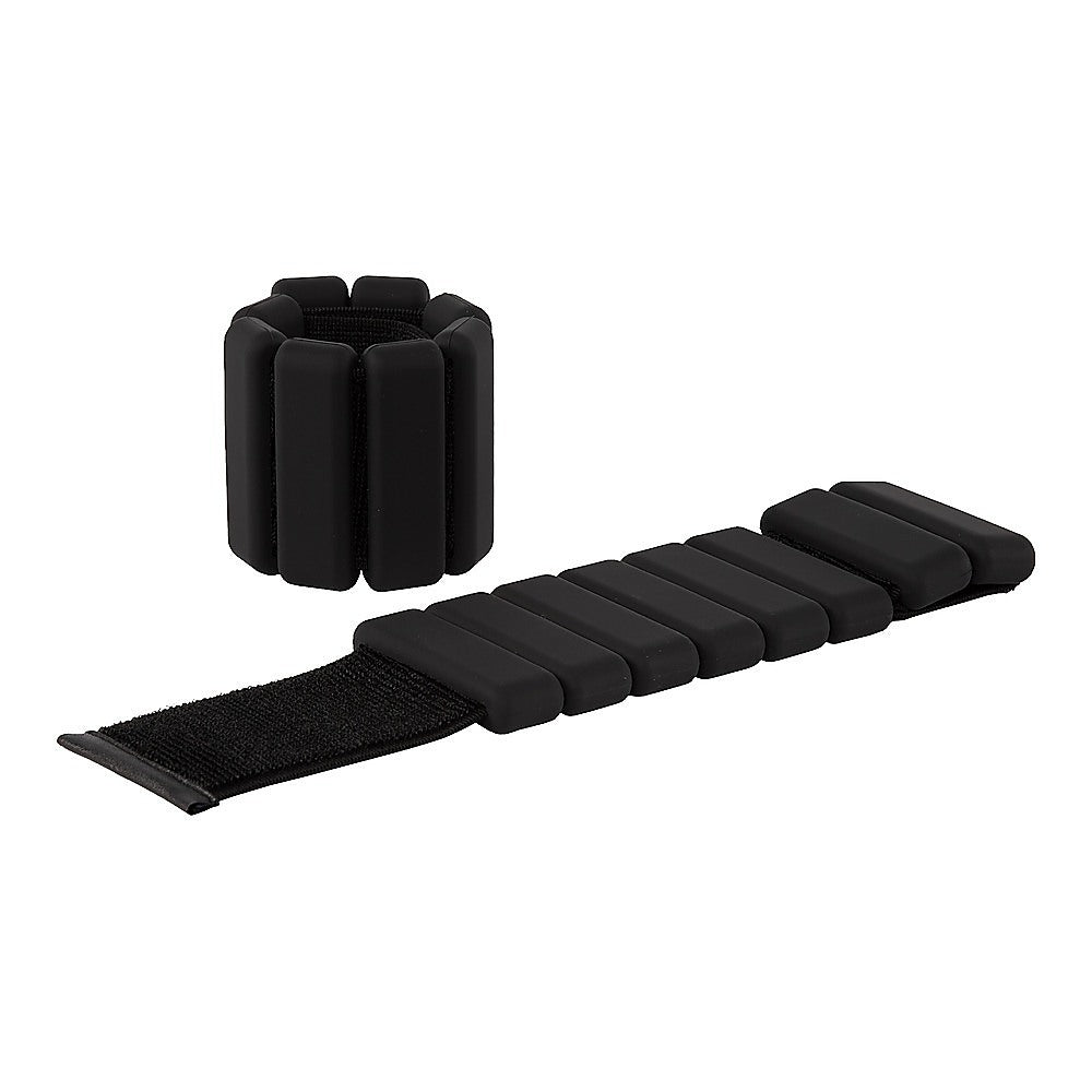 2-Piece Ankle & Wrist Weights – 2kg Pair Adjustable Workout Bangles (Black)