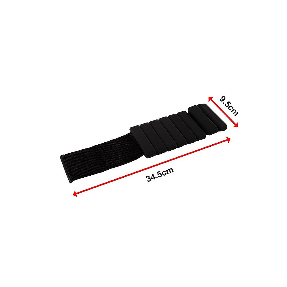 2-Piece Ankle & Wrist Weights – 2kg Pair Adjustable Workout Bangles (Black)