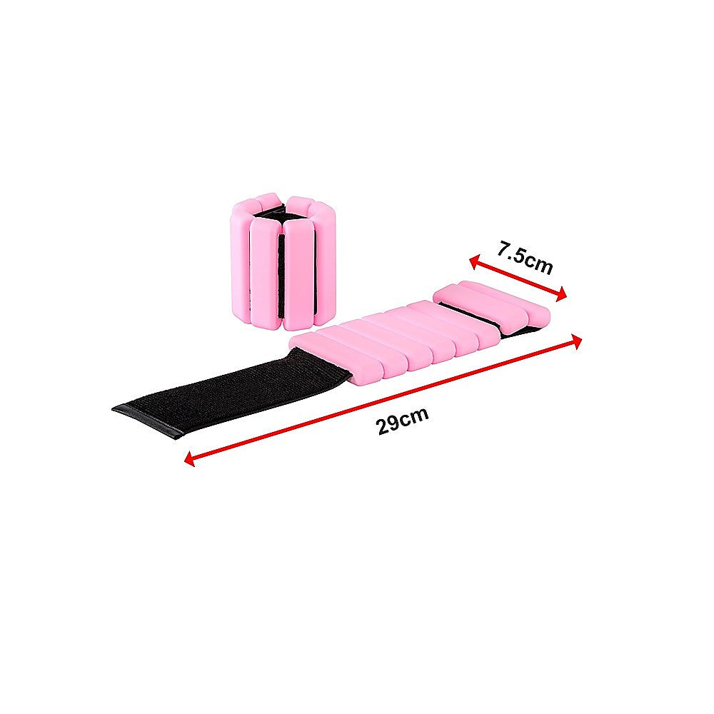 2-Piece Ankle & Wrist Weights – 1kg Pair Adjustable Workout Bangles (Pink)