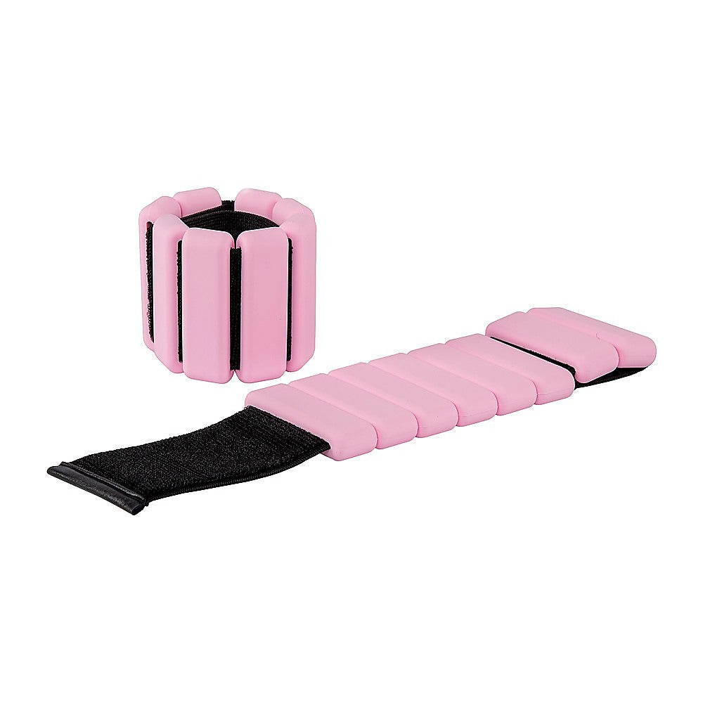 2-Piece Ankle & Wrist Weights - 2kg Pair Adjustable Workout Bangles (Pink) V63-952781