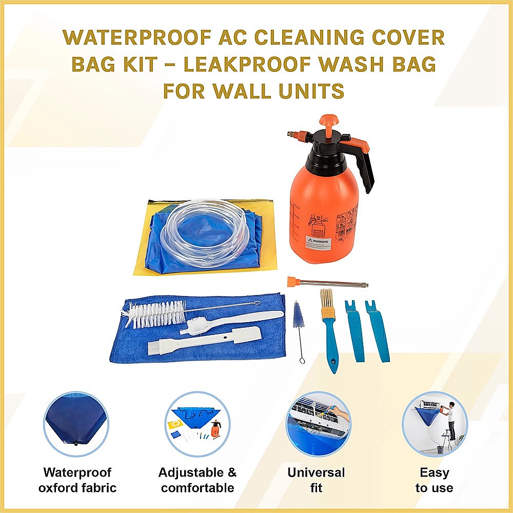 Waterproof AC Cleaning Cover Bag Kit - Leakproof Wash Bag for Wall Units V63-952791
