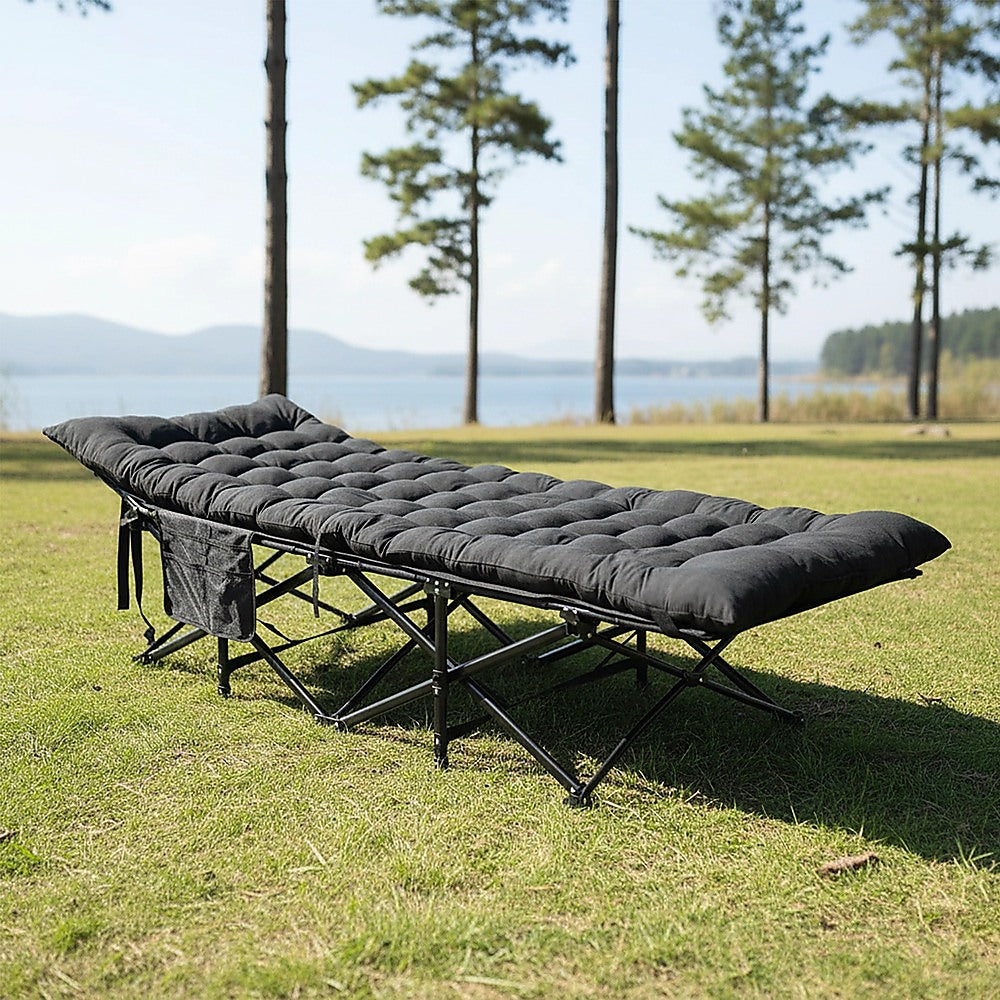 Camping Bed Elevated Cot with Mattress Foldable Outdoor Adult Sleeping V63-952811