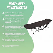 Camping Bed Elevated Cot with Mattress Foldable Outdoor Adult Sleeping V63-952811