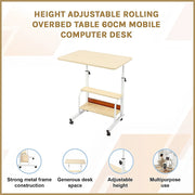 Height Adjustable Rolling Overbed Table 60cm Mobile Computer Desk V63-952821