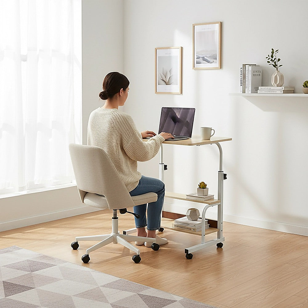Height Adjustable Rolling Overbed Table 60cm Mobile Computer Desk V63-952821