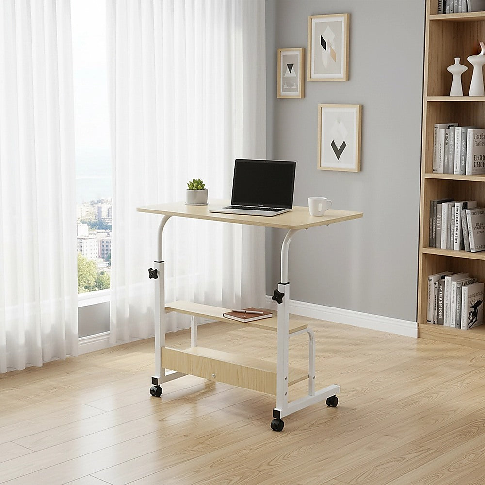 Height Adjustable Rolling Overbed Table 60cm Mobile Computer Desk V63-952821