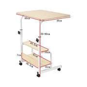 Height Adjustable Rolling Overbed Table 60cm Mobile Computer Desk V63-952821