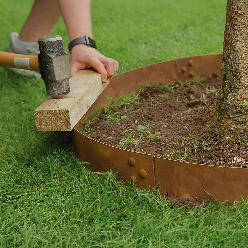 60cm Steel Garden Tree Ring with Spikes - Heavy-Duty Root Barrier & Edging V63-952841