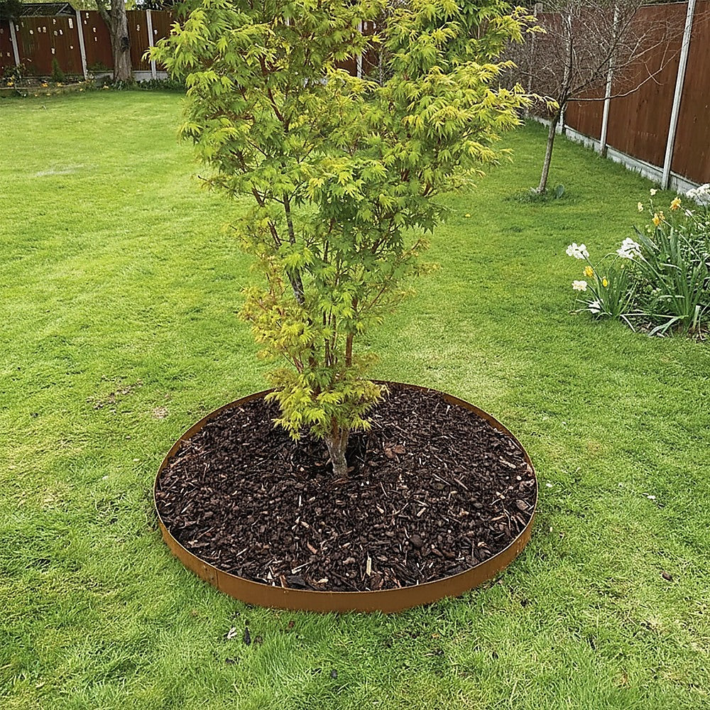 60cm Steel Garden Tree Ring with Spikes - Heavy-Duty Root Barrier & Edging V63-952841