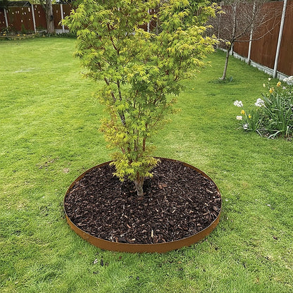 60cm Steel Garden Tree Ring with Spikes - Heavy-Duty Root Barrier & Edging V63-952841