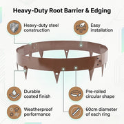 60cm Steel Garden Tree Ring with Spikes - Heavy-Duty Root Barrier & Edging V63-952841
