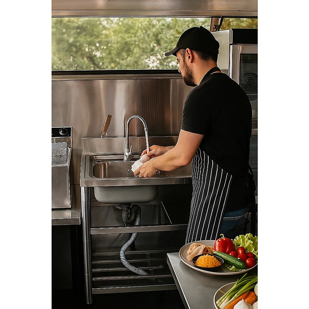 Freestanding Stainless Steel Kitchen Sink 120x50x79cm - Commercial Utility Wash Basin V63-952871