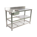 Freestanding Stainless Steel Kitchen Sink 120x50x79cm - Commercial Utility Wash Basin V63-952871