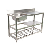Freestanding Stainless Steel Kitchen Sink 120x50x79cm - Commercial Utility Wash Basin V63-952871