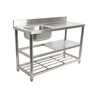 Freestanding Stainless Steel Kitchen Sink 120x50x79cm - Commercial Utility Wash Basin V63-952871
