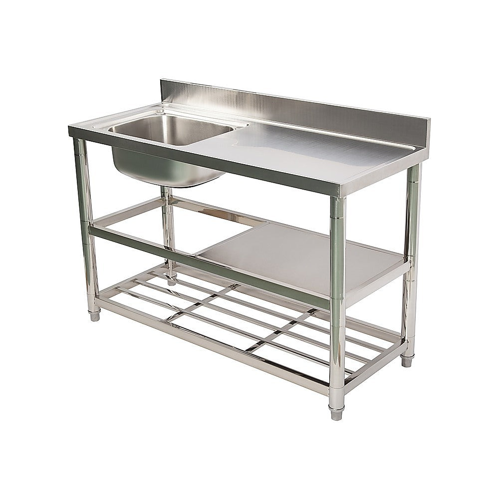 Freestanding Stainless Steel Kitchen Sink 120x50x79cm - Commercial Utility Wash Basin V63-952871