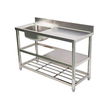 Freestanding Stainless Steel Kitchen Sink 120x50x79cm - Commercial Utility Wash Basin V63-952871