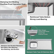 Freestanding Stainless Steel Kitchen Sink 120x50x79cm - Commercial Utility Wash Basin V63-952871