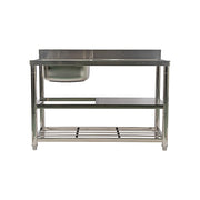 Freestanding Stainless Steel Kitchen Sink 120x50x79cm - Commercial Utility Wash Basin V63-952871
