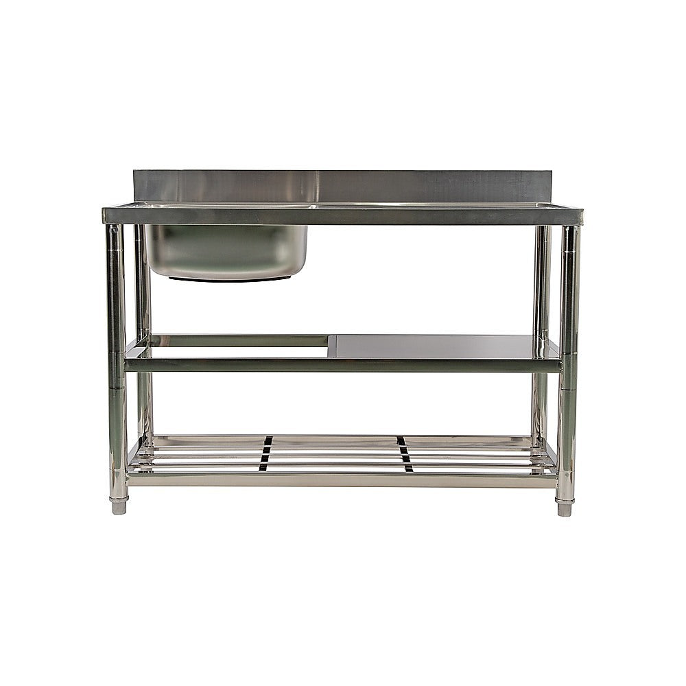 Freestanding Stainless Steel Kitchen Sink 120x50x79cm - Commercial Utility Wash Basin V63-952871