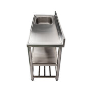 Freestanding Stainless Steel Kitchen Sink 120x50x79cm - Commercial Utility Wash Basin V63-952871