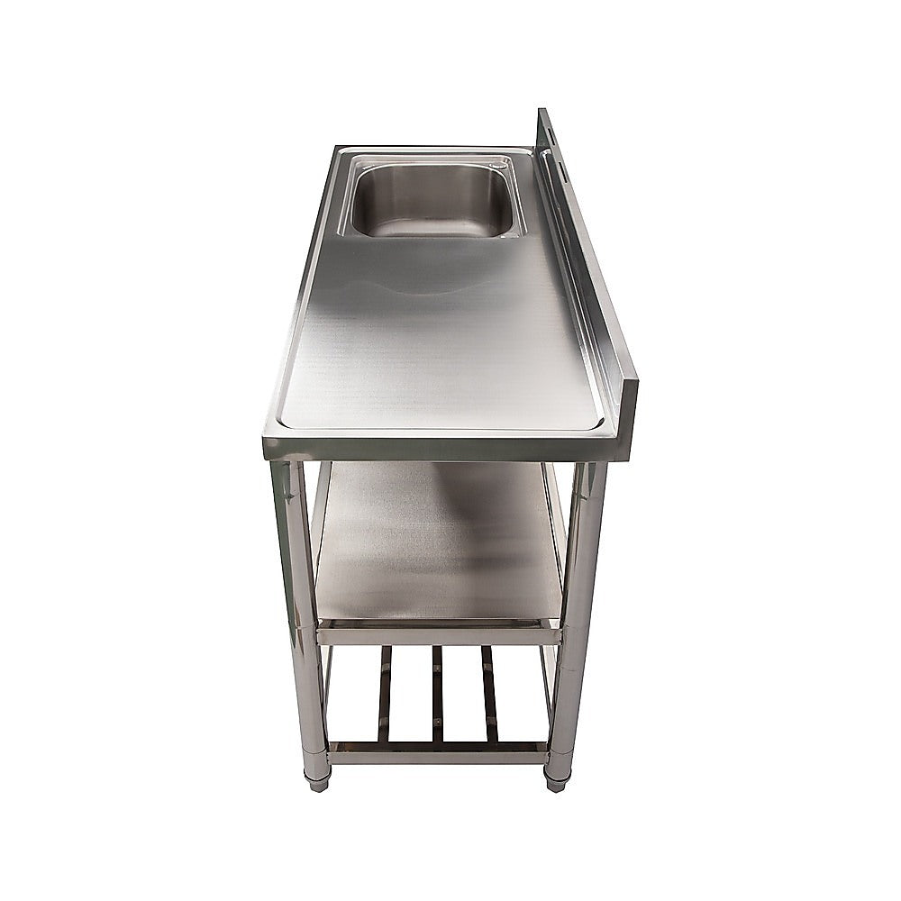 Freestanding Stainless Steel Kitchen Sink 120x50x79cm - Commercial Utility Wash Basin V63-952871