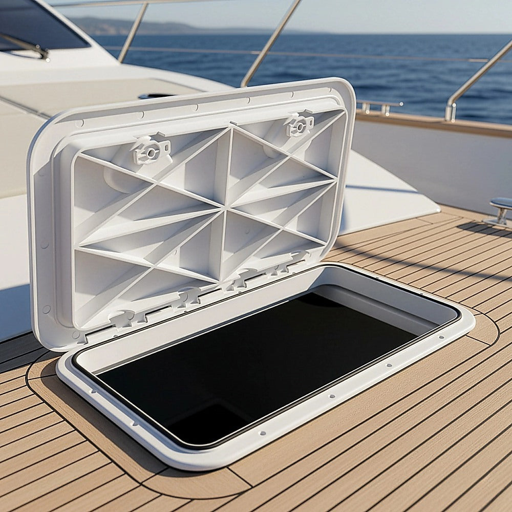 606 x 353mm White Boat Access Hatch - Marine Deck Inspection Lid for Boat, Yacht & RV Use V63-952881
