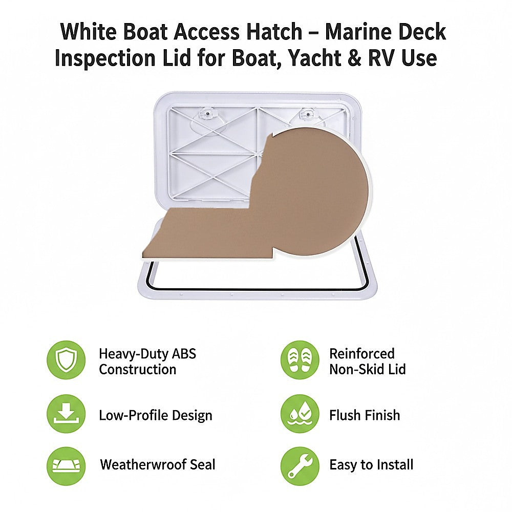 606 x 353mm White Boat Access Hatch - Marine Deck Inspection Lid for Boat, Yacht & RV Use V63-952881