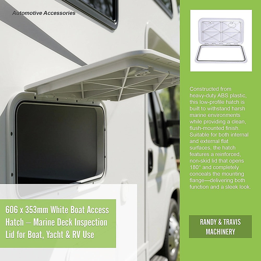 606 x 353mm White Boat Access Hatch - Marine Deck Inspection Lid for Boat, Yacht & RV Use V63-952881
