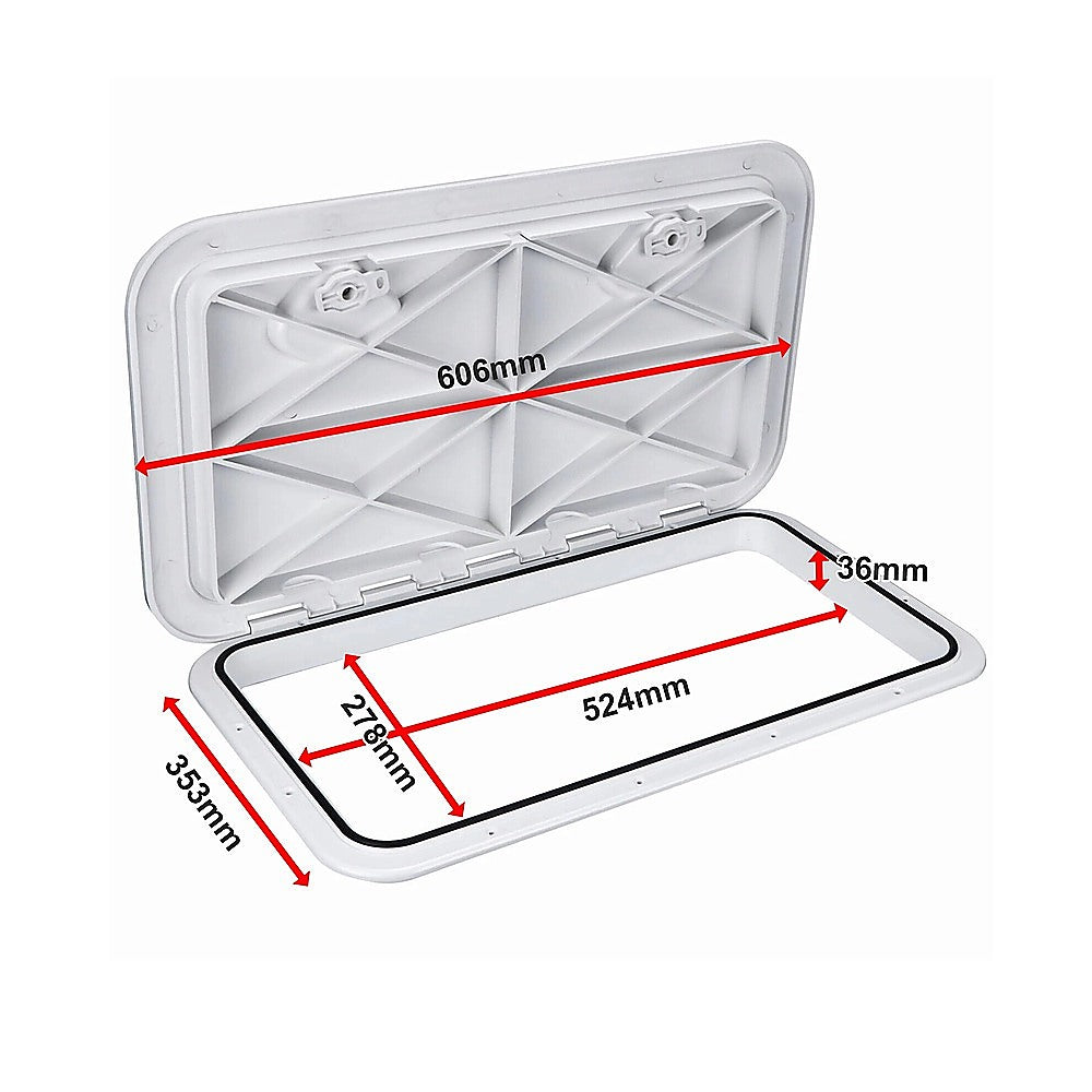 606 x 353mm White Boat Access Hatch - Marine Deck Inspection Lid for Boat, Yacht & RV Use V63-952881