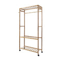 Wooden Clothes Rail with Shelves & Wheels - Open Wardrobe Rack Stand V63-952891