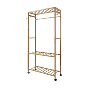Wooden Clothes Rail with Shelves & Wheels - Open Wardrobe Rack Stand V63-952891