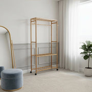 Wooden Clothes Rail with Shelves & Wheels - Open Wardrobe Rack Stand V63-952891