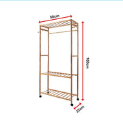 Wooden Clothes Rail with Shelves & Wheels - Open Wardrobe Rack Stand V63-952891