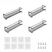 4pc Black Iron Wall Spice Rack - Kitchen Storage Shelf Set V63-952921