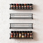 4pc Black Iron Wall Spice Rack - Kitchen Storage Shelf Set V63-952921