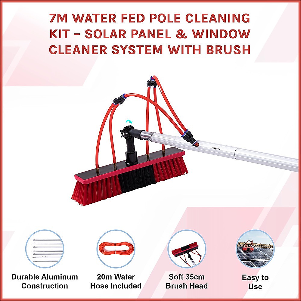 7m Water Fed Pole Cleaning Kit - Solar Panel & Window Cleaner System with Brush V63-952931