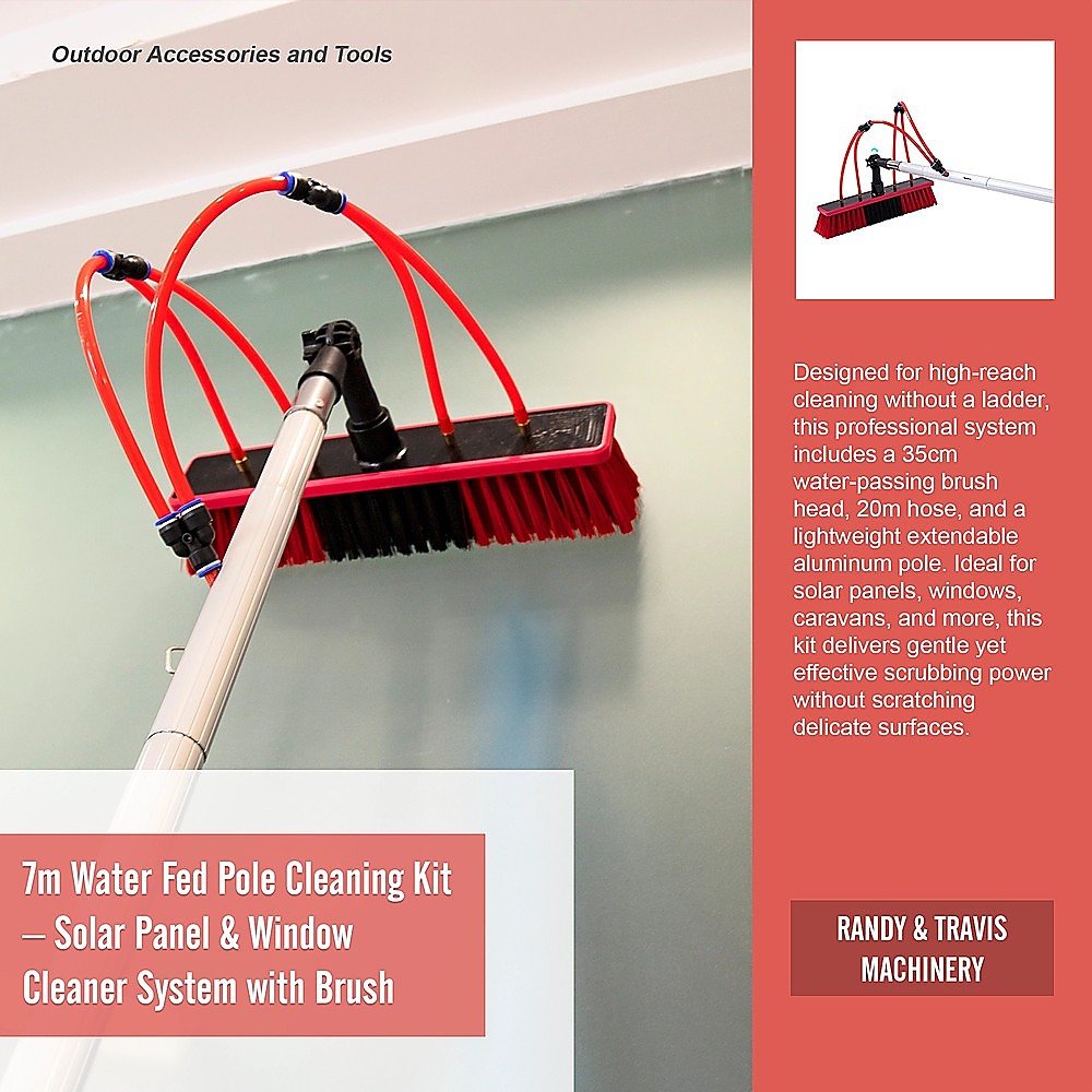 7m Water Fed Pole Cleaning Kit - Solar Panel & Window Cleaner System with Brush V63-952931